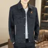 Top Jacquard con Solapa de Moda para Hombre Primavera y Otoño Juvenil Desaliñado Guapo Chaqueta Corta Chaqueta Fina Individualista