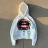Ebay Comercio Exterior Ropa Superior Holgada Versátil para Hombre y Mujer Moda Callejera Estilo Americano Sudadera con Capucha Personalizada Estampado de Labios