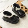 Botines de niña con ribete de encaje, nuevo estilo otoño/invierno, suela blanda, botas de cuero antideslizantes, botitas dulces y de moda para niños de 1 a 3 años