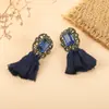 Pendientes Coloridos de Venta Caliente, Pendientes y Aretes Retro de Lujo Ligero con Borla de Piedra Preciosa de Diamante, Venta Directa de Fábrica Transfronteriza