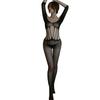 Ropa Interior Sexy Noche Larga Malla Jacquard Europea y Americana Body de Pierna Abierta Calcetines de Red Sexy Huecos para Mujer 042
