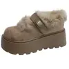 Moda Estilo Coreano Veludo Grosso Solado Grosso Sapatos de Algodão Femininos 2026 Inverno Novo Quente Confortável Slip-on Aumento de Altura Antiderrapante Sapatos Birkenstock