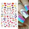 Nuevas pegatinas de uñas transfronterizas flor de margarita pequeña unicornio primavera y verano fruta pequeñas frescas DIY pegatinas adhesivas para uñas