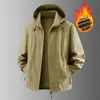 Jaqueta Casual Masculina Outono Inverno 2026 à Prova de Vento, Impermeável, com Capuz Removível, Corte Amplo, Tamanho Plus Size