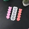 Molde de Silicona para Vela Aromática de Corazón Tridimensional 5 Piezas Herramienta Abrasiva de Silicona para Jabón Artesanal de Pegamento con Forma de Corazón