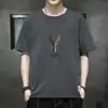Camiseta de manga corta de verano para hombre, moderna y versátil, con degradado, de algodón, holgada, de media manga, moderna.