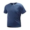 Camiseta Funcional de Color Sólido de Secado Rápido, Cuello Redondo, Manga Corta, 7A Antibacteriana, Deportiva, Transpirable, Alta Elasticidad, Ropa de Trabajo para Grupos Corporativos