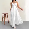Vestido de Verano Nuevo Transfronterizo Popular para Mujer con Escote en V Profundo Estilo Bohemio con Cinturón para Boda Festival Fiesta
