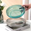 Prato de frutas transparente PET leve de luxo para mesa de centro doméstica, prato para lanche, prato de frutas de alto valor, mesa de centro para sala de estar, tigela de salada