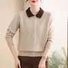 Moda Casual Ropa de Mujer Suéter para Mamá Tejidos Otoño Invierno Nueva Mamá Estilo para el Viaje Diario Cárdigan con Solapas