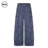 Calça Cargo Casual Retrô Americana de Bolso Múltiplo para Primavera/Verão 2026, Corte Reto Largo Solto para Homens e Mulheres