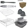 Bandeja para hornear freidora de aire cuadrada/redonda con rejilla para vaporizar de acero inoxidable combinada con parrilla Revestimiento para freidora de aire
