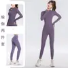 Conjunto de Dos Piezas de Ropa de Yoga Color Melocotón Adelgazante Transpirable Chaqueta de Cuello Alto Deportiva para Correr Fitness de Cintura Alta Levanta Glúteos