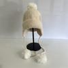 Chapéu de Lã Trançado com Bola Colorida Pendurada Moda Inverno Quente Proteção para Orelhas Chapéu Lei Feng Moda Coreana Chapéu de Tricô para Meninas