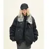 Chaqueta de Algodón Acolchado con Cuello de Piel y Hebilla de Cuero 2025 para Hombres y Mujeres Invierno Nuevo Holgada Estilo Bf Americano High Street Engrosada Cálida Moderna