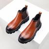 Capa Superior de Invierno para Hombre Piel de Vacuno Zapatos de Hombre Botas Chelsea de Suela Gruesa Botas Casuales de Cuero Genuino para Hombre Botas de Cuero de Media Caña