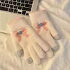 Guantes con Pantalla Táctil para Mantener Calientes a las Niñas, Guantes Cálidos con Lazo, Guantes de Ciclismo, Guantes de Felpa para Otoño e Invierno con Dedos