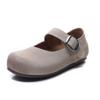 Yoshishu Primavera y Verano 2025 Cómodos Punta Redonda Piel de Vaca Mate Birkenan Zapatos Piel Genuina Planos Hebilla Vintage Zapatos para Mujer Frijol