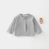 Blusas de Algodão Puro para Bebês - Primavera e Outono, Camisetas de Manga Longa para Meninos e Meninas, Blusas Básicas de Cor Pura, Roupas de Outono, Moletons, Roupas Infantis