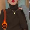 Camada de Base Térmica de Gola Alta Engrossada Outono e Inverno Slim Elegante Versátil Camiseta de Manga Longa para Mulheres Tendência
