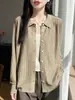 Cárdigan de punto para mujer con cuello polo, Otoño 2026, Camisa de rayas con cuello desplegable, Abrigo suéter holgado de talla grande