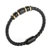 Nuevos Productos Transfronterizos, Pulseras Retro de Acero Inoxidable, Estilo Punk de Moda, Accesorios de Cuero Tejidos a Mano para Hombre, Venta al por Mayor