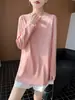 Suéter de Punto de Algodón Puro con Cuello Redondo de Manga Larga para Mujer, Color Sólido, de Longitud Media, Prenda Básica, Otoño/Invierno 2026