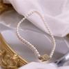 Collar de perlas de agua dulce barrocas estilo Hepburn para mujer, collar de perlas cortas con hebilla de clavícula estilo corte francés para mujer