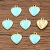 1 5 cores 8X9mm aço inoxidável esmalte dourado pingente de gota de óleo borda de dente amor pequeno pingente acessórios de joias diy