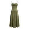 Vestido Elegante de Alta Gama, Espalda Descubierta Sexy con Lazos en la Cintura Estilizadora Ajustado con Tirantes Finos Largo para Mujer