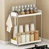 Estante de Almacenamiento de Cocina Blanco Leche de Doble Capa Estante para Especias Estante de Almacenamiento de Escritorio para Bolsitas de Té de Café Botellas Tarros