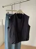 Chaleco con cremallera retro simple de capas para mujer, top casual versátil sin mangas de otoño