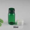 Botella de Poliéster Transparente Marrón/Verde de 30 ml con Escala, Frasco Dispensador de Reactivos, Frasco para Jarabe, Frasco para Líquidos con Tapa Antirrobo