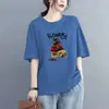 Camiseta de Manga Corta Estilo Mamá de Comercio Exterior Transfronterizo para Mujer, Holgada Talla Grande, Adelgazante, Cubre Vientre, Top Estampado de Media Manga