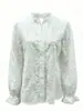 Ropa de Otoño para Mujer Camisa Bordado de Encaje Estilo Francés Top de Manga Larga En Stock Camisa de Encaje Mujer Francesa