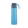 Copo Térmico de Aço Inoxidável 304 com Alça de Silicone Fofa, Garrafa de Água, Copo Térmico em Formato de Bala, Copo de Presente