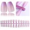 28 Piezas de Tiras para Uñas Moldeadas por Inyección de Doble Capa, Parches de Uñas Falsas Trapezoidales tipo Ballet Francés Largos, Tiras para Uñas Aceitadas para Manicura