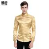 2026 Moda Masculina Transfronteiriça Outono e Inverno Criativo Tamanho Europeu Moda Casual Masculina Camisa Brilhante de Manga Longa