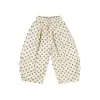 Ropa Infantil Nuomiwanzi 2026 Otoño Nuevo Pantalones para Niñas Estilo Bosque Infantil Retro Lunares Casual Pantalones de Linterna