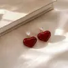Otoño e Invierno Nuevos Pendientes Ankora Corazón Rojo Estilo Hong Kong Retro Elegantes Pendientes Nicho Lujo Accesible Pendientes de Gama Alta
