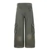 Pantalones de Trabajo Vintage Estilo Wasteland con Diseño Punk de Moda Callejera Retro, Pantalones Rectos Anchos Holgados Multibolsillos para Hombre