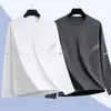 [Compra uno y llévate otro gratis] Camiseta de manga larga fina de otoño para hombre, elástica, corte holgado, informal moderna con cuello redondo, camiseta básica