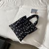Bolso de algodón japonés de estilo perezoso, negro, elegante, combinable, pequeño, mini bolso de mano para mujer.
