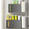 Caja de Almacenamiento para Puerta de Gabinete de Cocina, Montaje en Pared, Sin Taladro, Portarrollos de Plástico Film y Papel de Cocina para Interior de Gabinete, Estante de Almacenamiento Varios al por Mayor