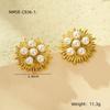 Aretes franceses retro de líneas irregulares con perlas de acero titanio Lujo ligero nicho de alta gama aretes de acero inoxidable al por mayor