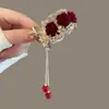 Orquídea lírio rabo de cavalo alto clipe artefato fixo grampo de cabelo feminino parte de trás da cabeça rosa franja bola cabeça grampo de cabelo