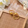 Anillo Abierto de Piña con Diamante Incrustado de Oro Arena de Alta Retención de Color Diseño de Nicho Anillo Retro Versátil de Joyería DIY de la Dinastía Tang