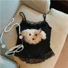Sujetador de Rayón Peludo Estilo Perro sin Espalda con Almohadillas en el Pecho, Camisola para Chicas Atrevidas, Ribete de Encaje, Diseño Elegante y Gracioso sin Espalda