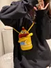 Bolsa de Palha Desenho Animado Boca de Salsicha Produto Acabado Crochê de Lã Bolsa Transversal para Crianças Família Bolsa Fofa para Celular Bolsa Tricotada à Mão