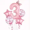 Set de Globos Temática Rosa, Globos de Película de Aluminio Digitales Rosas de 32 pulgadas, Globos de Papel de Aluminio con Mini Lazo,